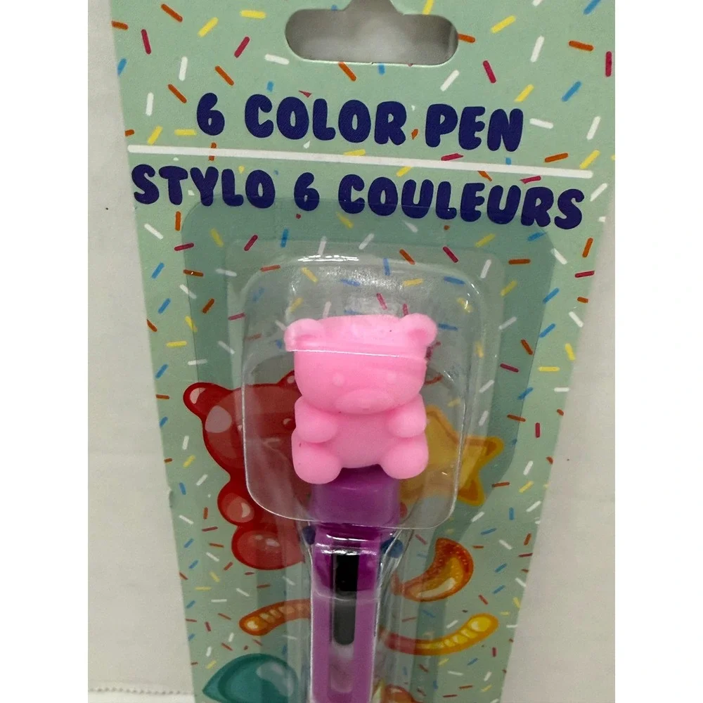 Gummy Bear 6 Color Multi Pen Retractable Ballpoint Candy Theme Pink Purple‎ NEW